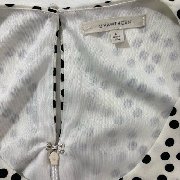 41 Hawthorn Dress Women’s L White Black Polka Dot Fit & Flare Sleeveless Chic - Picture 6 of 10